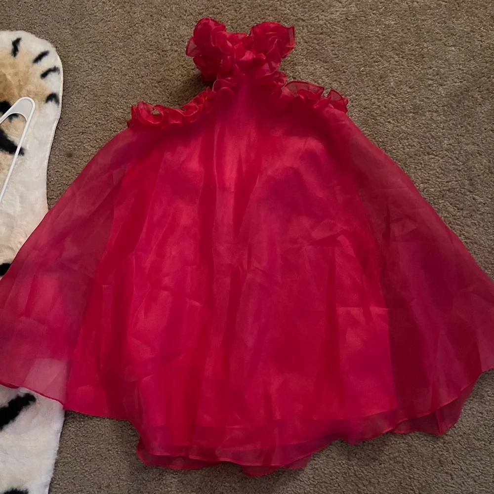 Lulu's Fuchsia Ruffle Halter Mini Dress - Picture 3 of 5